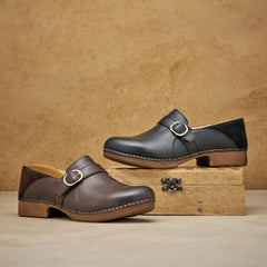 Margaret Black Burnished Calf Clog